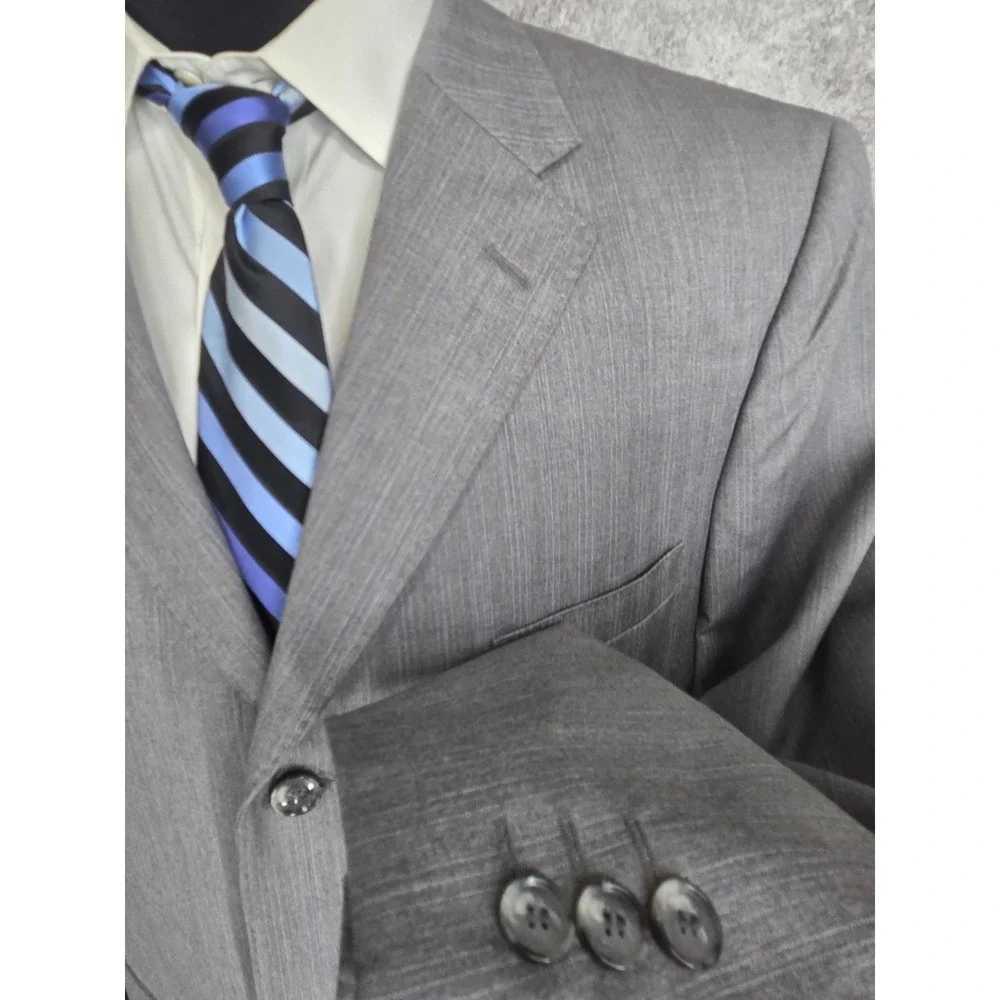 Pronto Uomo Blazer Mens 44R Gray‎ Super 120's Wool Sport Coat Jacket 3 Buttons